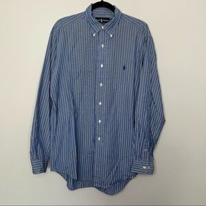 Men’s Ralph Lauren blue striped long sleeve button down shirt size 16 L